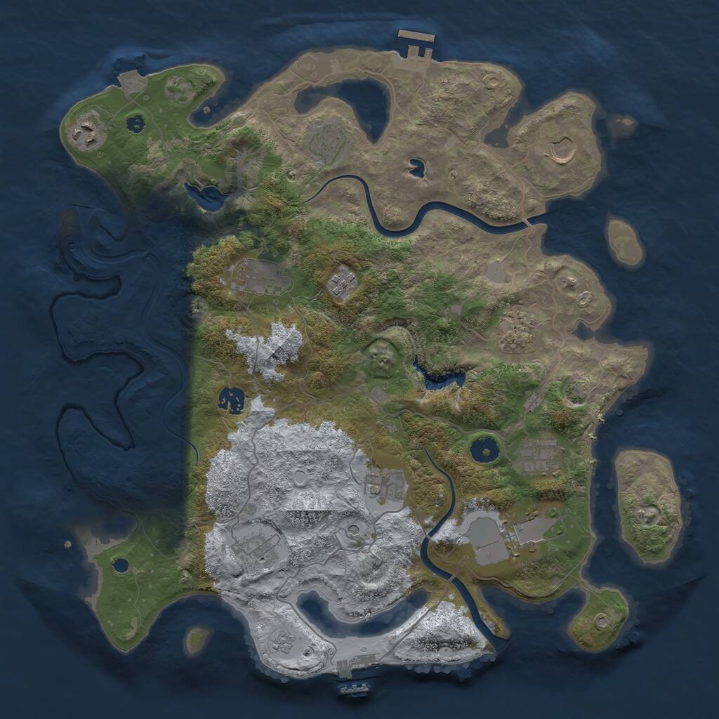 Rust Map: Procedural Map, Size: 4000, Seed: 235976882, 17 Monuments