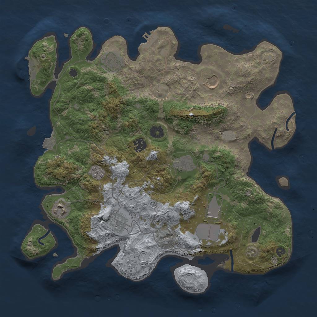 Rust Map: Procedural Map, Size: 3500, Seed: 95757, 16 Monuments