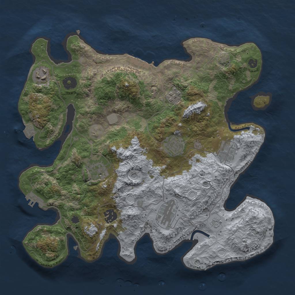 Rust Map: Procedural Map, Size: 3300, Seed: 609379037, 15 Monuments