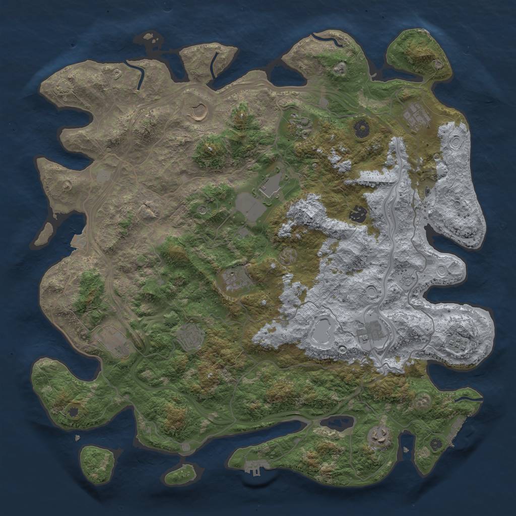 Rust Map: Procedural Map, Size: 4500, Seed: 1775067607, 19 Monuments