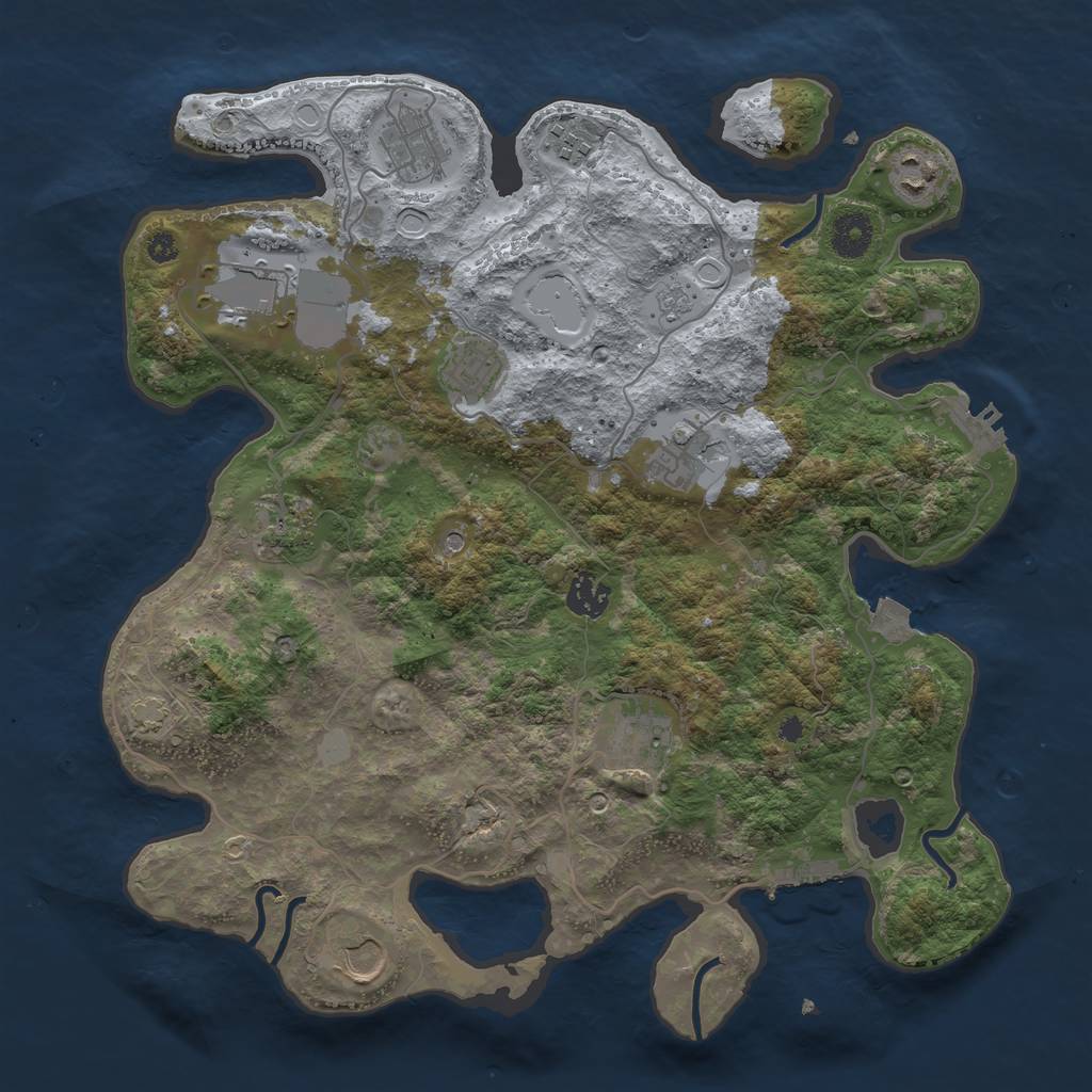 Rust Map: Procedural Map, Size: 3700, Seed: 38500554, 18 Monuments