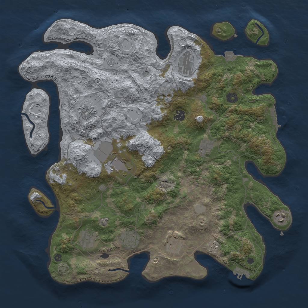 Rust Map: Procedural Map, Size: 4000, Seed: 561966071, 18 Monuments