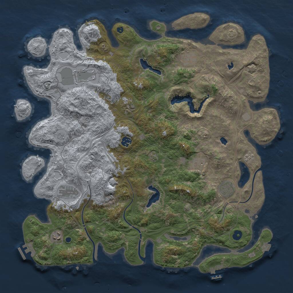 Rust Map: Procedural Map, Size: 4500, Seed: 1725020727, 15 Monuments