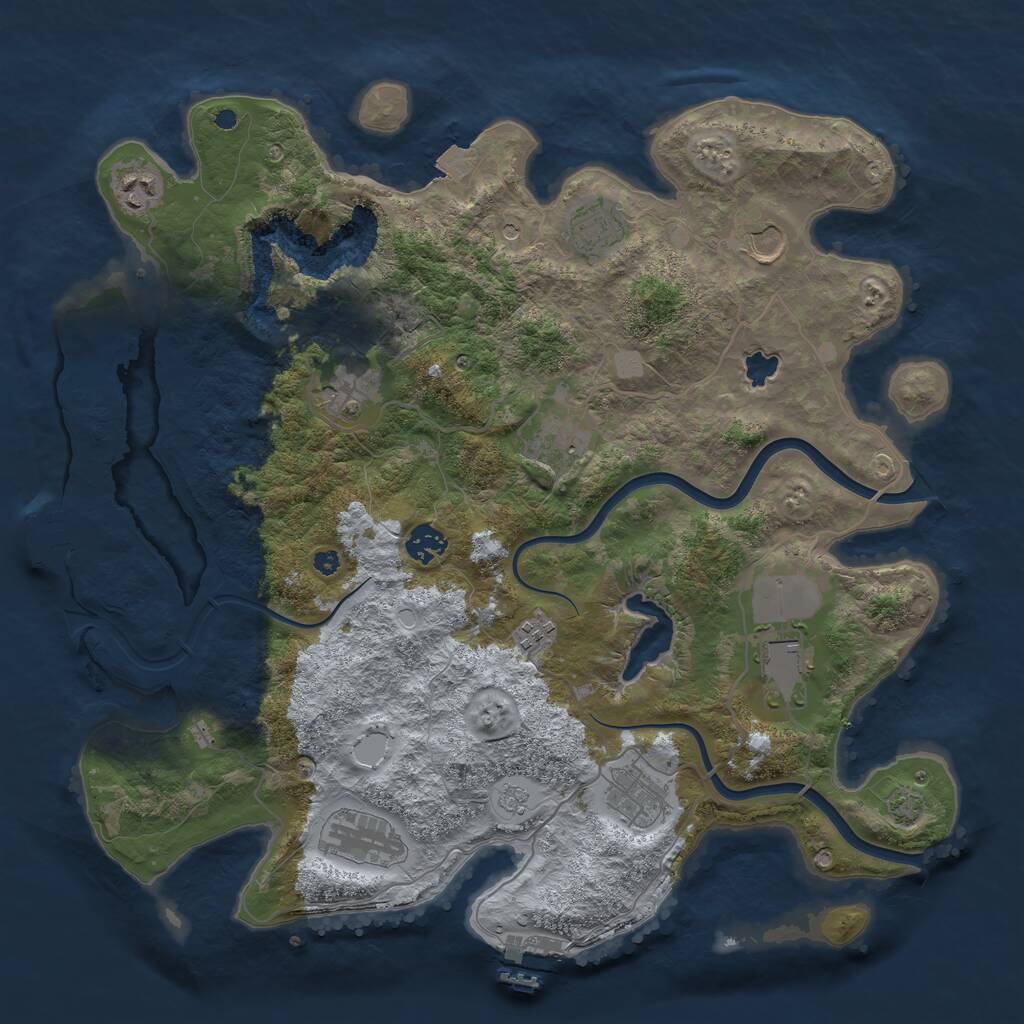 Rust Map: Procedural Map, Size: 4000, Seed: 1836377615, 16 Monuments
