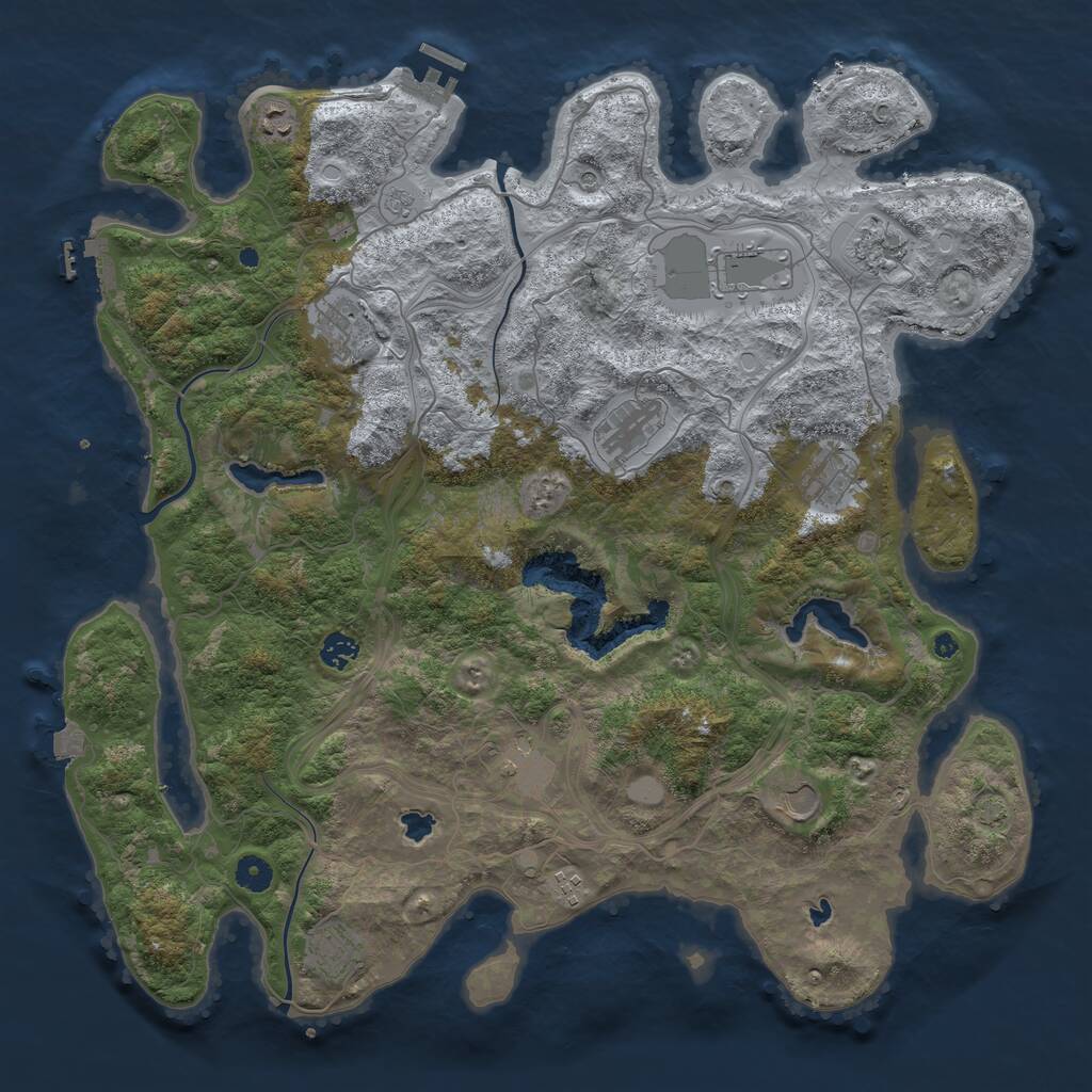 Rust Map: Procedural Map, Size: 4500, Seed: 1476138849, 17 Monuments