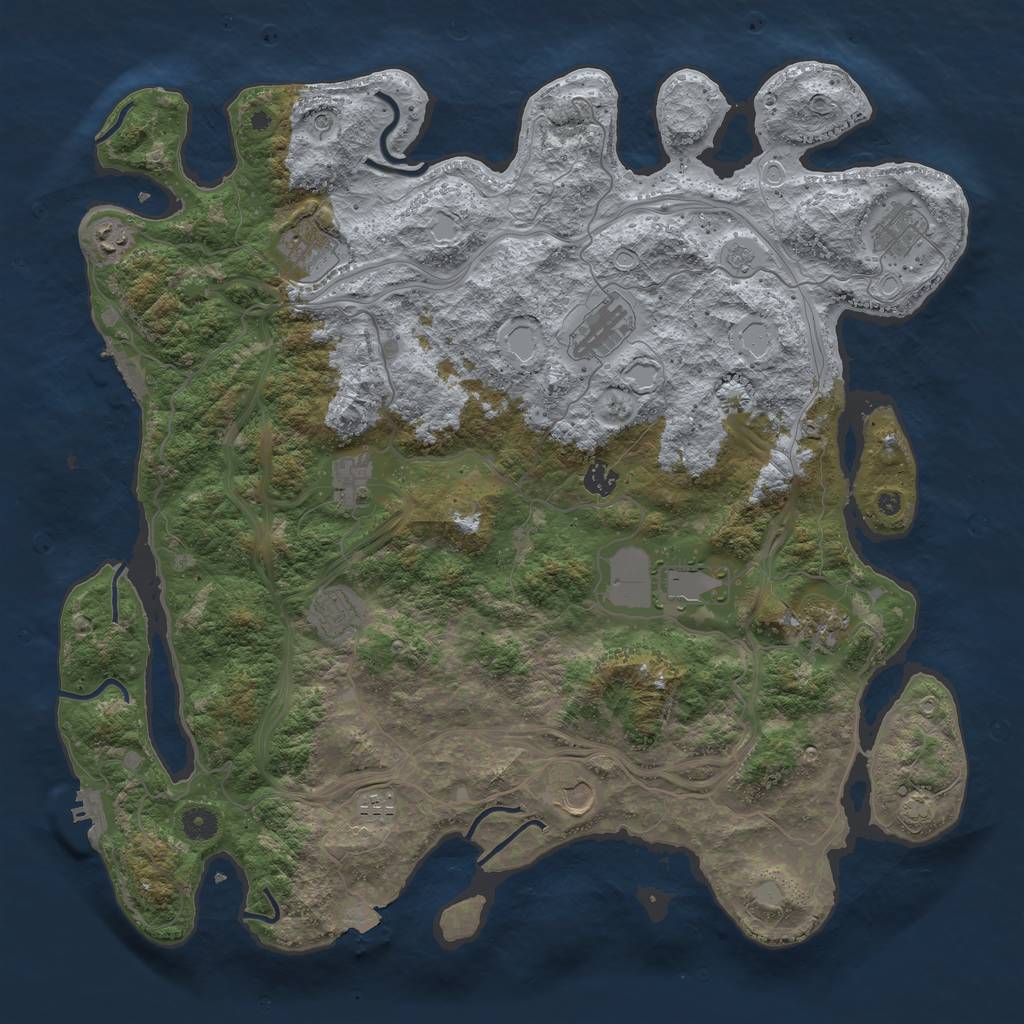 Rust Map: Procedural Map, Size: 4500, Seed: 1476138849, 19 Monuments