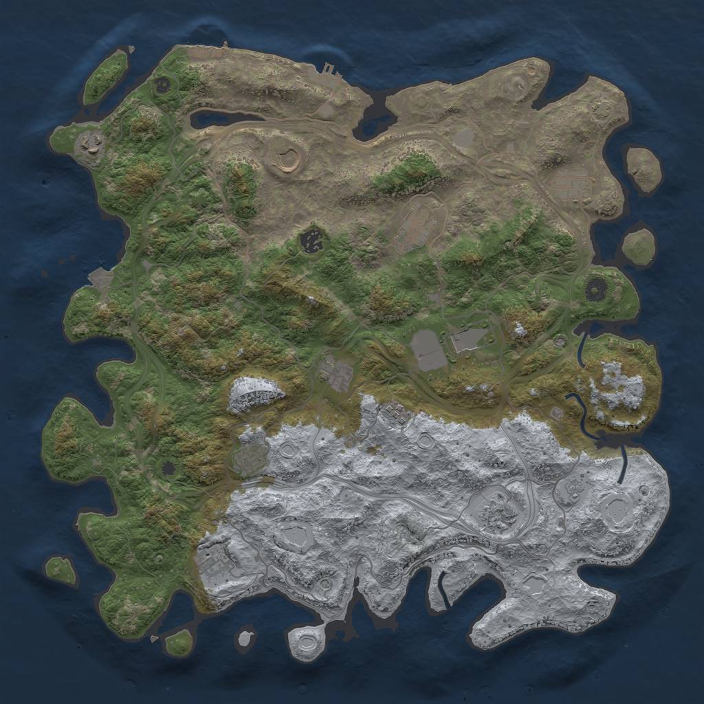 Rust Map: Procedural Map, Size: 4500, Seed: 608825895, 19 Monuments
