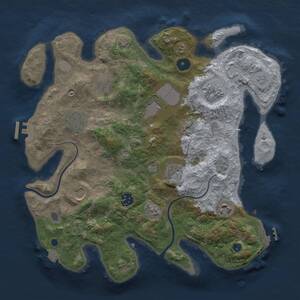 Thumbnail Rust Map: Procedural Map, Size: 3500, Seed: 1818862075, 15 Monuments