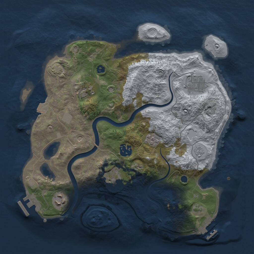 Rust Map: Procedural Map, Size: 3000, Seed: 1346002441, 12 Monuments