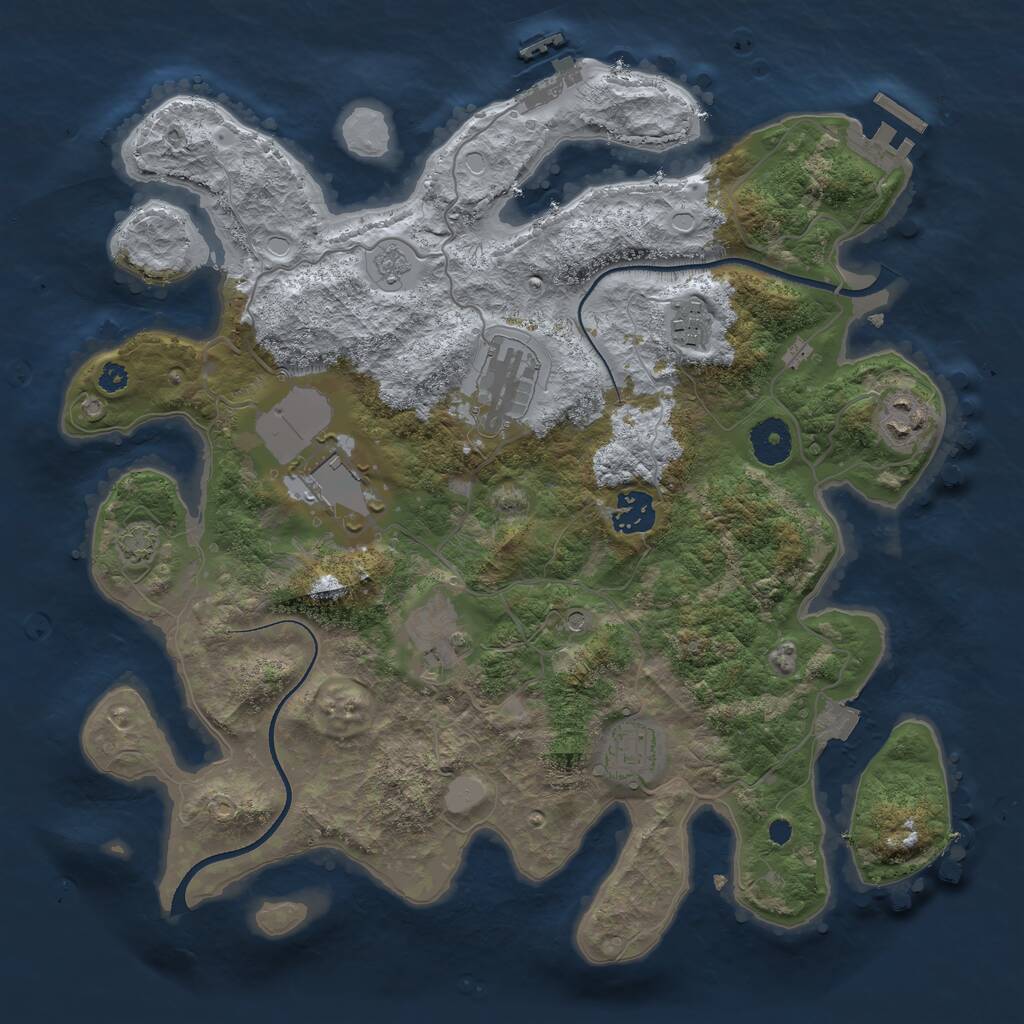 Rust Map: Procedural Map, Size: 3500, Seed: 1418549807, 13 Monuments