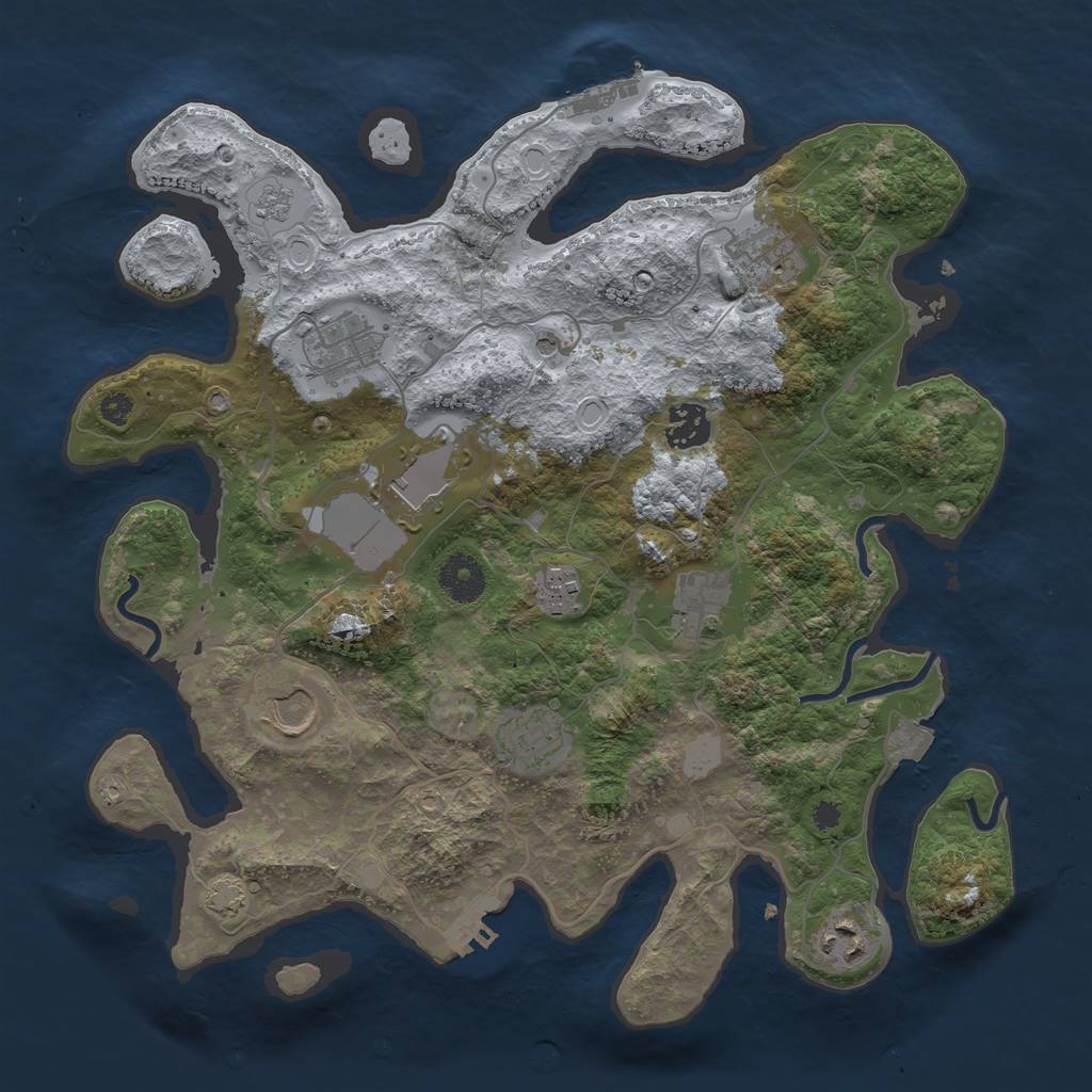 Rust Map: Procedural Map, Size: 3500, Seed: 1418549807, 17 Monuments