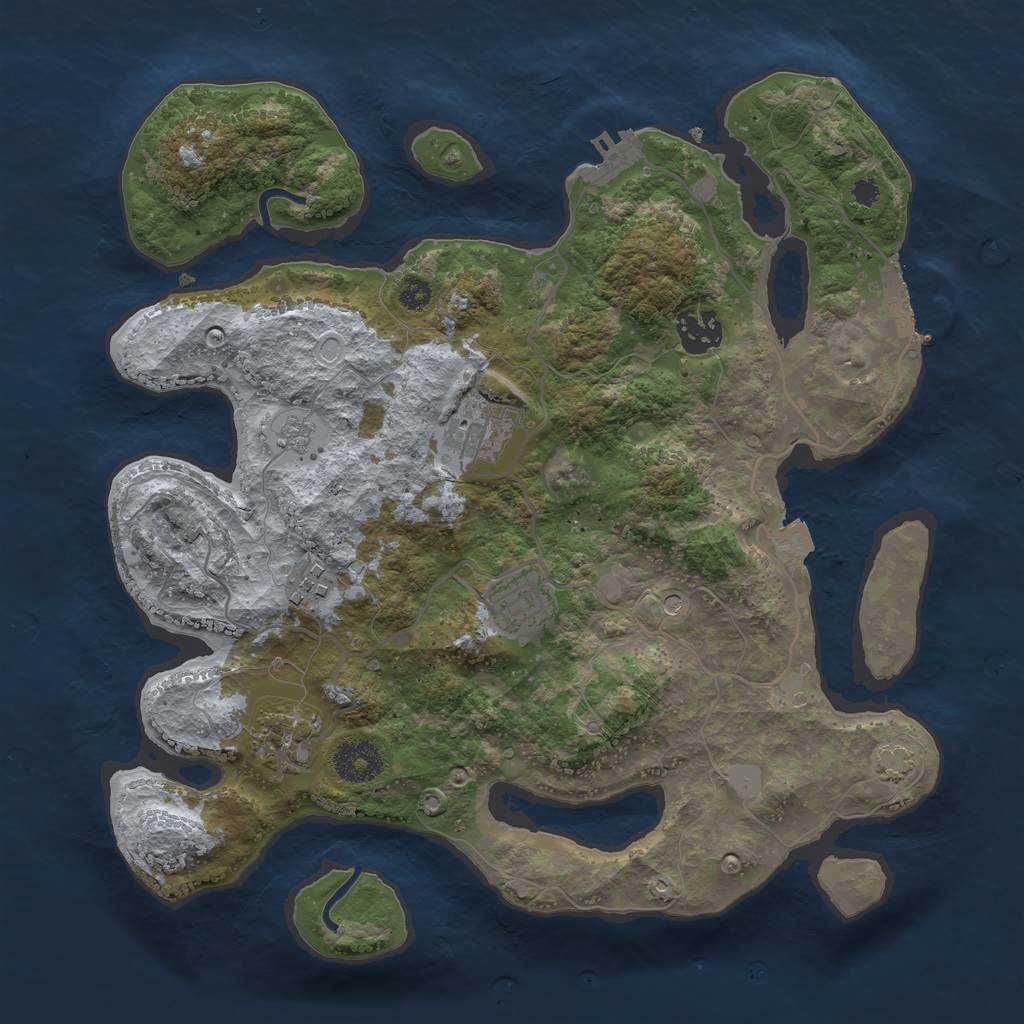 Rust Map: Procedural Map, Size: 3300, Seed: 298875573, 13 Monuments