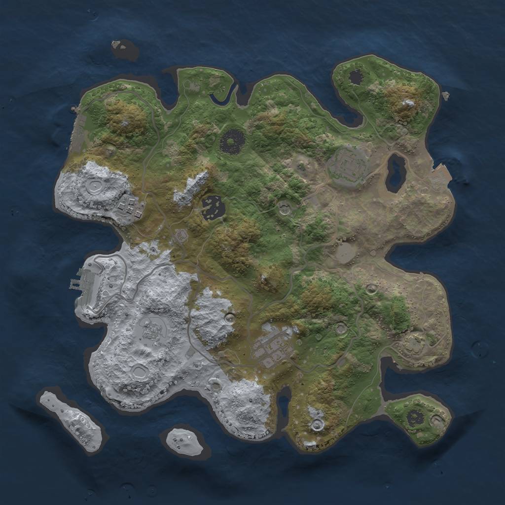 Rust Map: Procedural Map, Size: 3000, Seed: 138776192, 12 Monuments