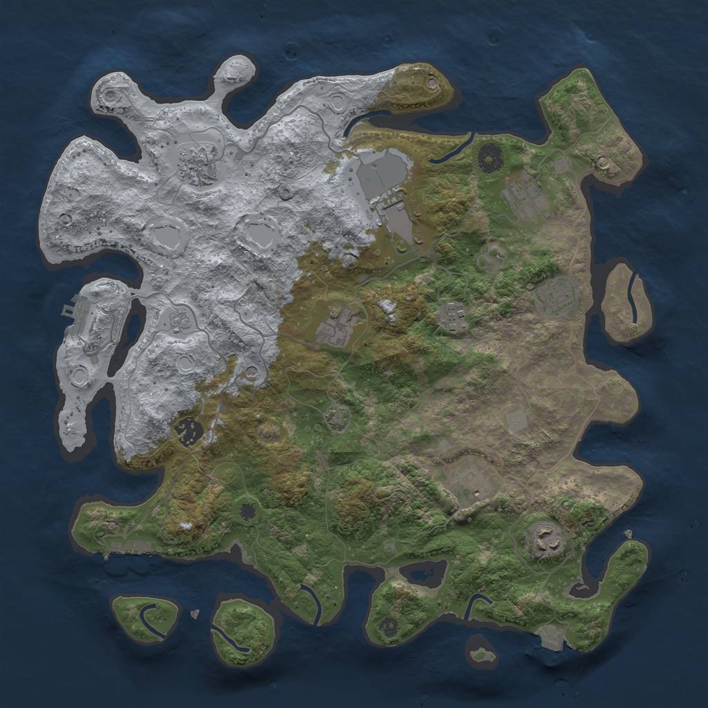 Rust Map: Procedural Map, Size: 3800, Seed: 254217, 17 Monuments