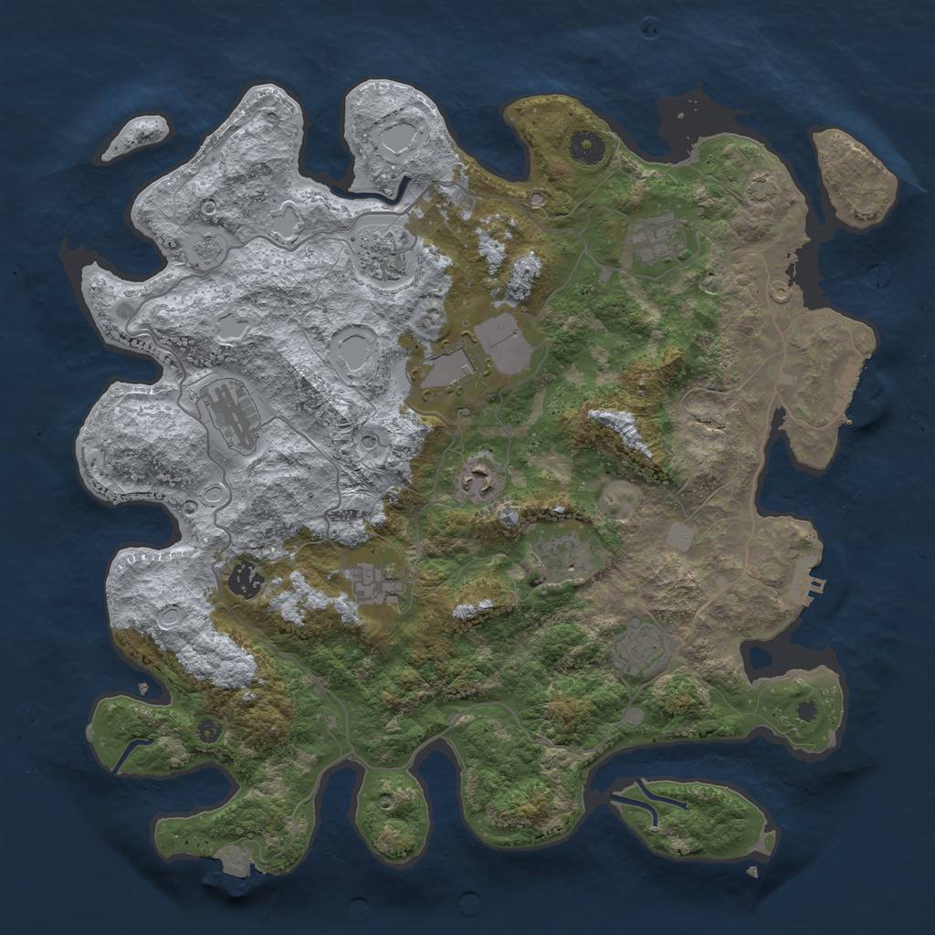 Rust Map: Procedural Map, Size: 4000, Seed: 6032023, 17 Monuments