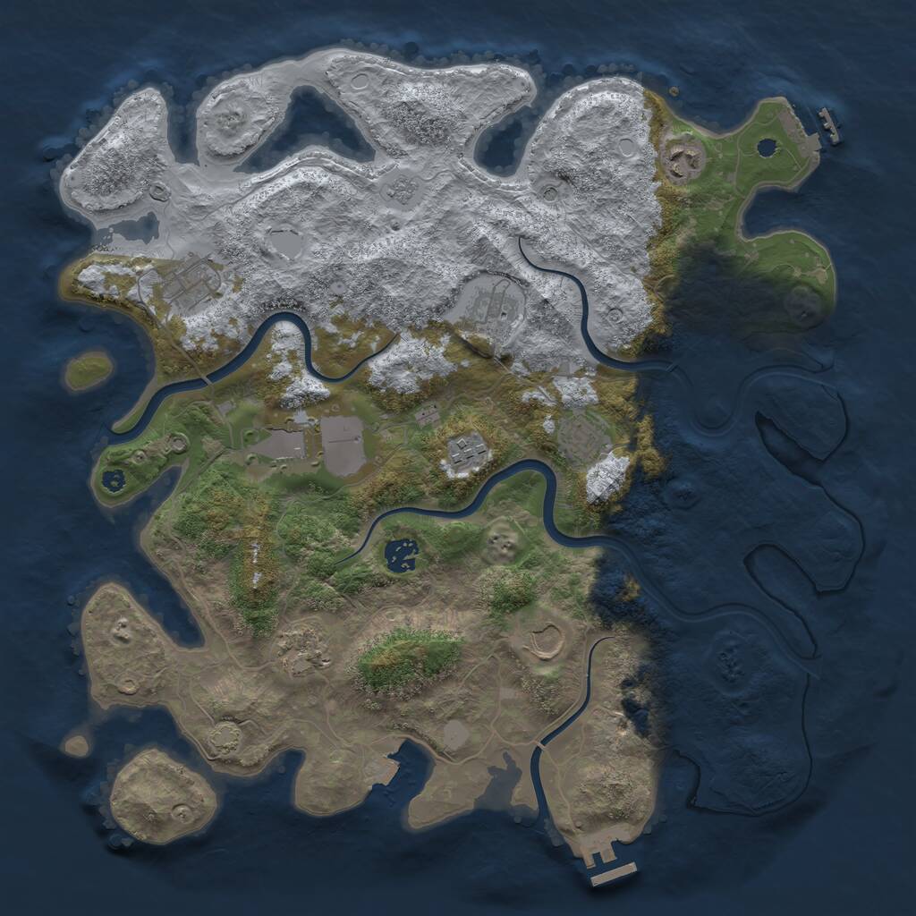 Rust Map: Procedural Map, Size: 3950, Seed: 68097198, 15 Monuments