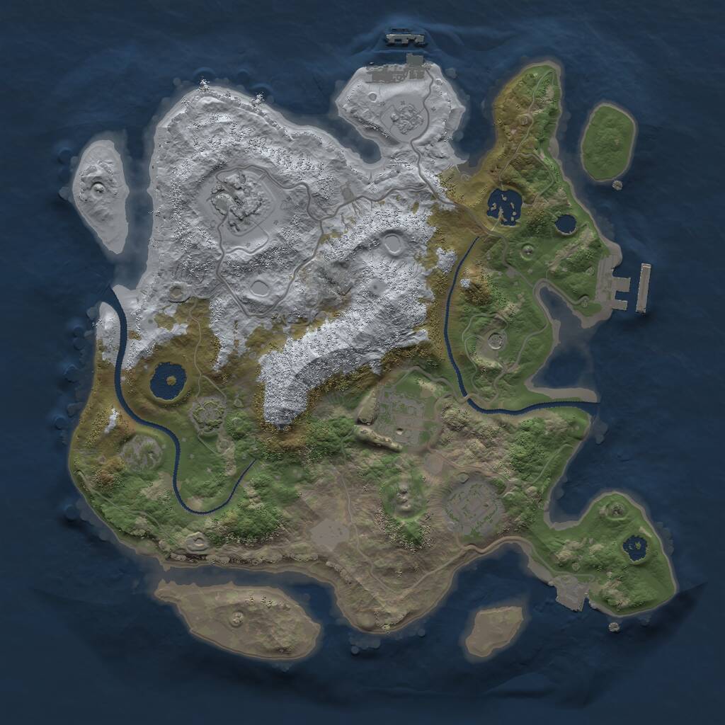 Rust Map: Procedural Map, Size: 3000, Seed: 476286466, 10 Monuments