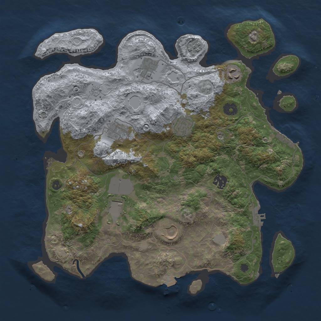 Rust Map: Procedural Map, Size: 3500, Seed: 458668219, 16 Monuments