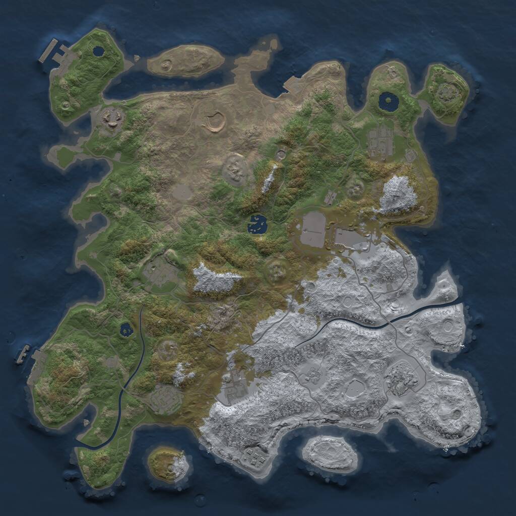 Rust Map: Procedural Map, Size: 3850, Seed: 30389919, 16 Monuments