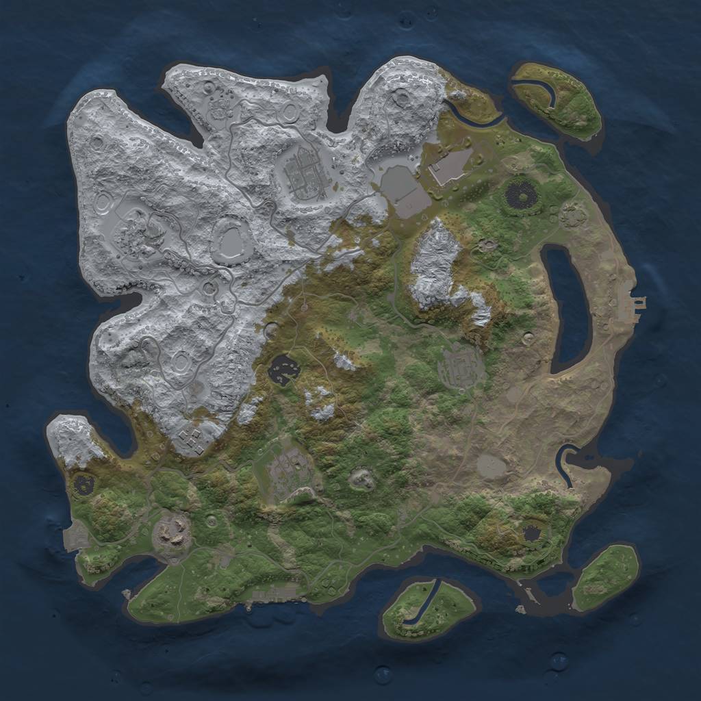 Rust Map: Procedural Map, Size: 3500, Seed: 1174811474, 16 Monuments