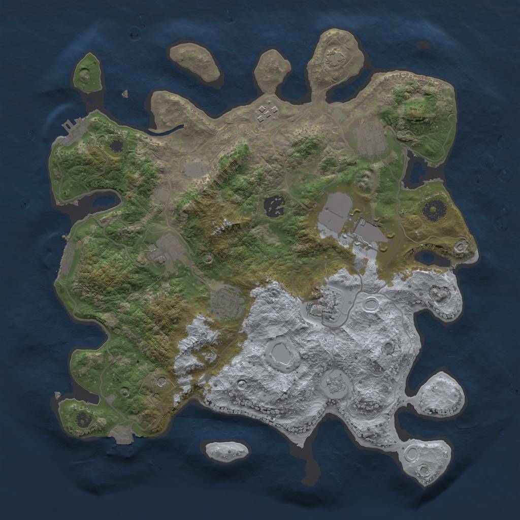 Rust Map: Procedural Map, Size: 3500, Seed: 389593052, 15 Monuments