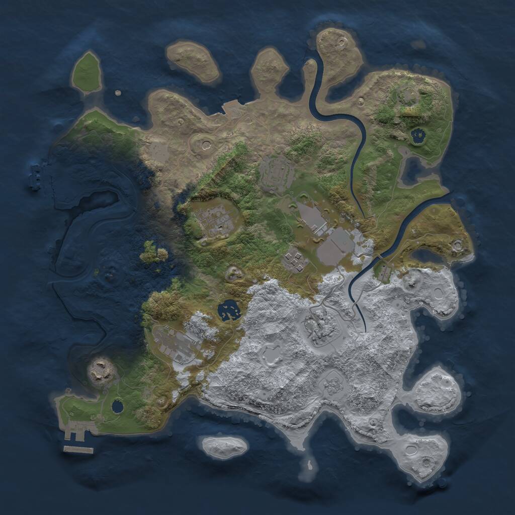 Rust Map: Procedural Map, Size: 3500, Seed: 389593052, 14 Monuments