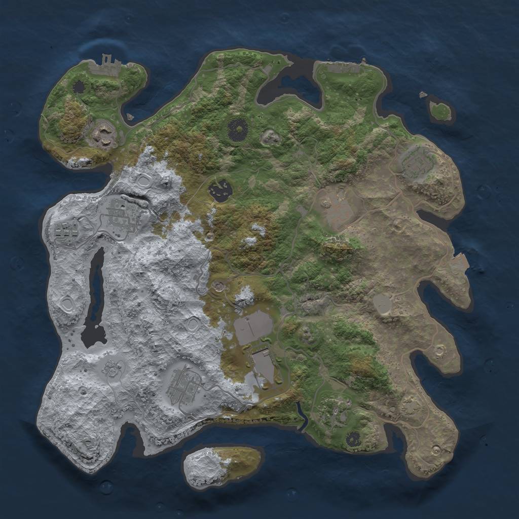 Rust Map: Procedural Map, Size: 3500, Seed: 652500437, 17 Monuments