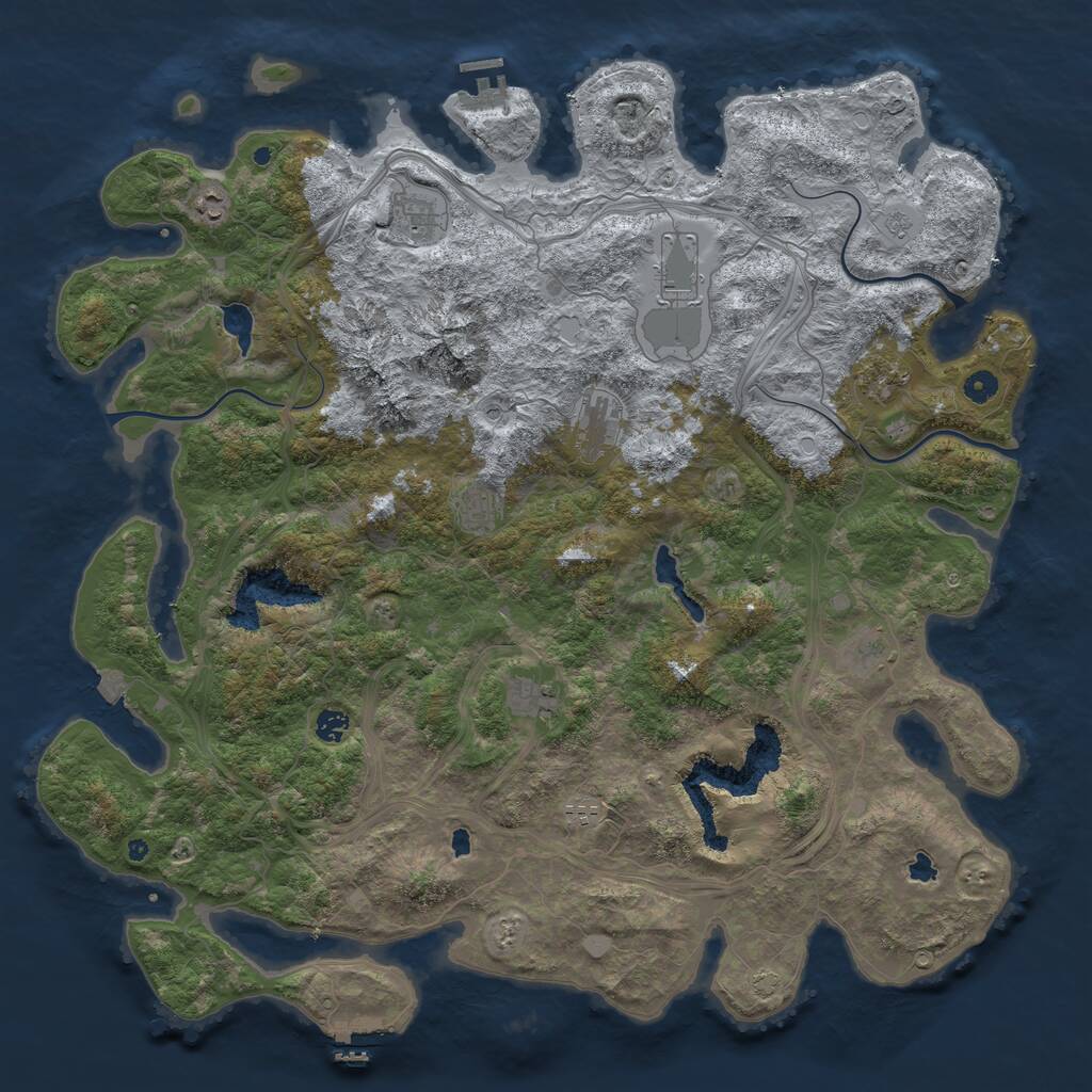 Rust Map: Procedural Map, Size: 5000, Seed: 346795566, 16 Monuments