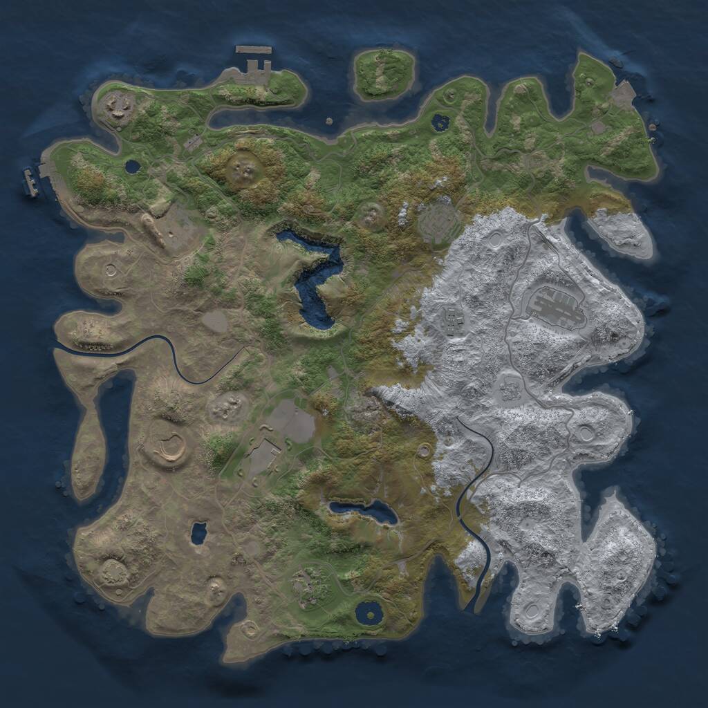 Rust Map: Procedural Map, Size: 4000, Seed: 89764, 14 Monuments