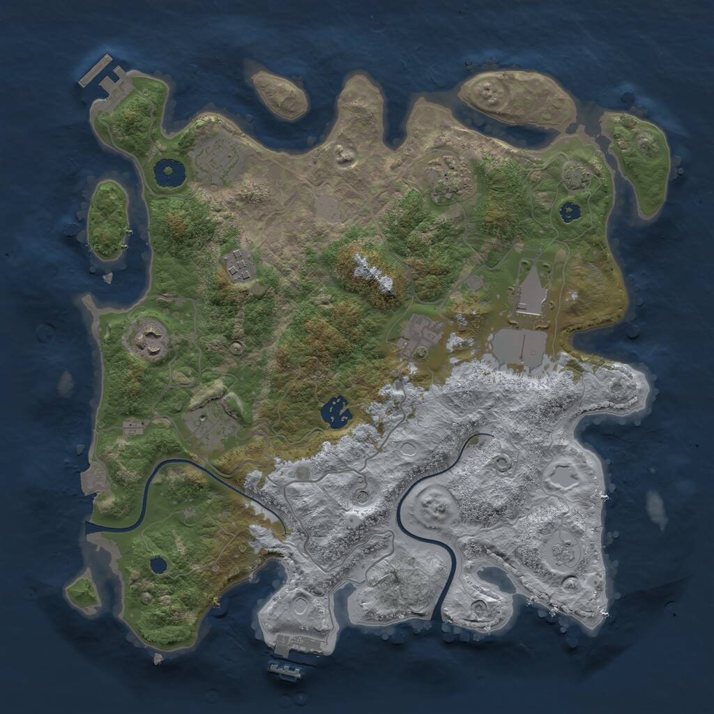 Rust Map: Procedural Map, Size: 3500, Seed: 1745867662, 14 Monuments