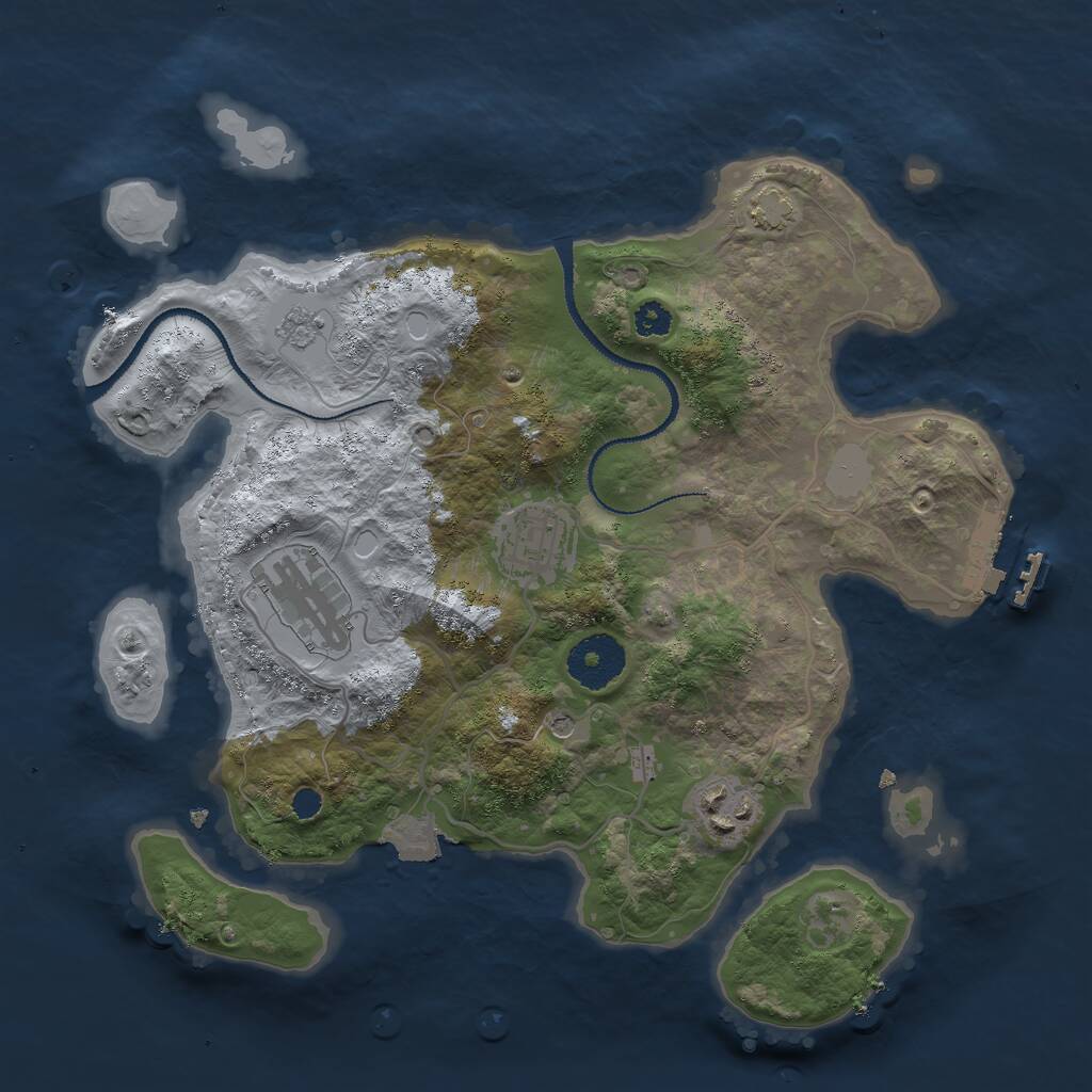 Rust Map: Procedural Map, Size: 3000, Seed: 390703551, 8 Monuments