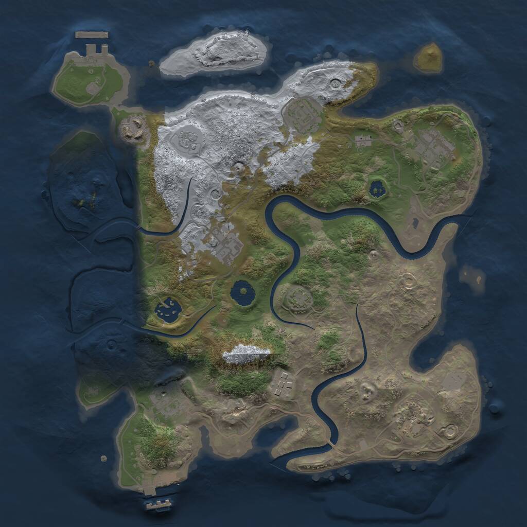 Rust Map: Procedural Map, Size: 3250, Seed: 268894150, 14 Monuments
