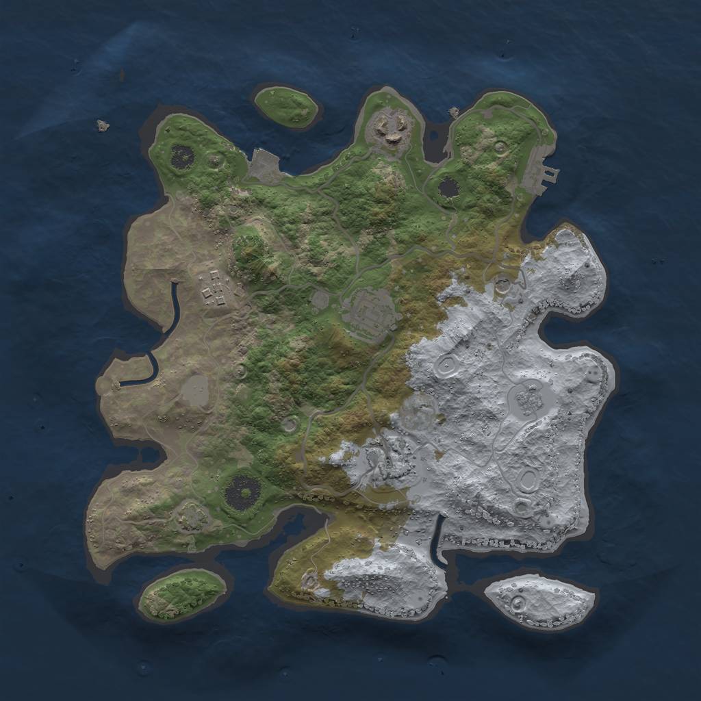 Rust Map: Procedural Map, Size: 3000, Seed: 97175, 11 Monuments