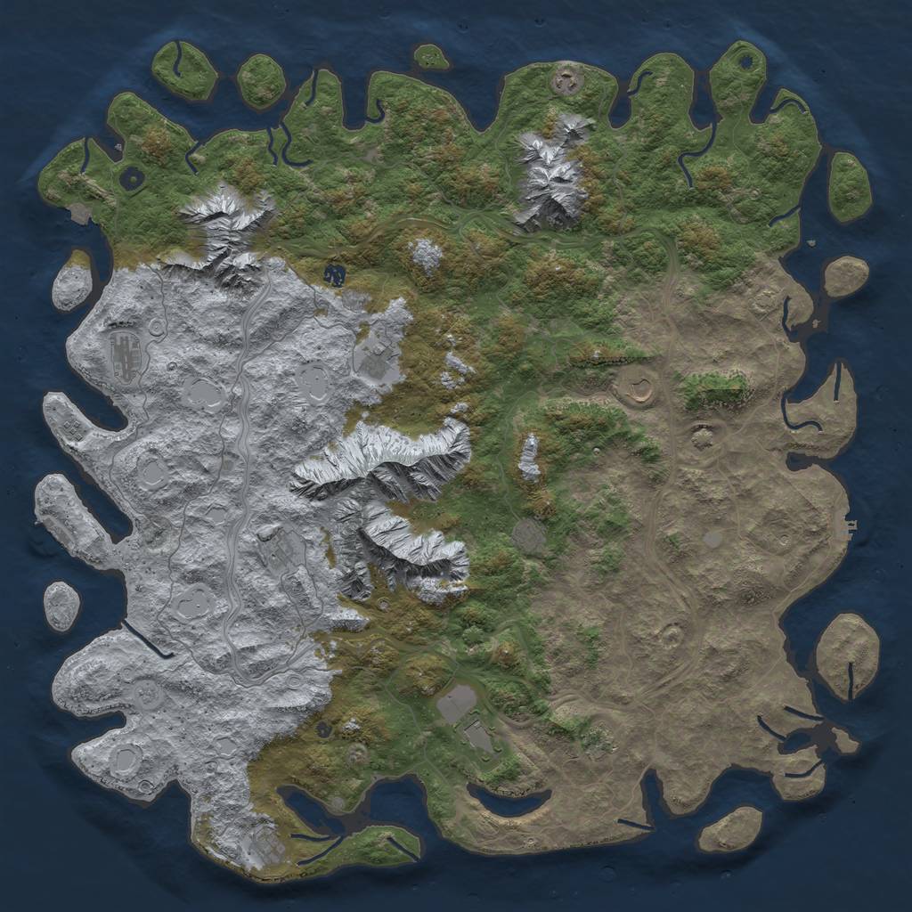 Rust Map: Procedural Map, Size: 6000, Seed: 780651962, 19 Monuments