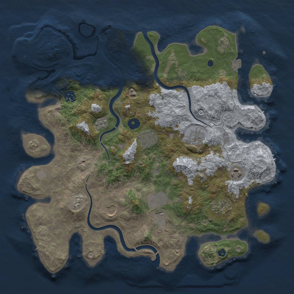 Rust Map: Procedural Map, Size: 3800, Seed: 42466765, 13 Monuments