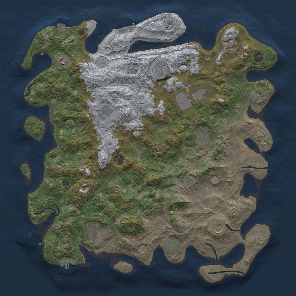 Rust Map: Procedural Map, Size: 4500, Seed: 1858438757, 19 Monuments