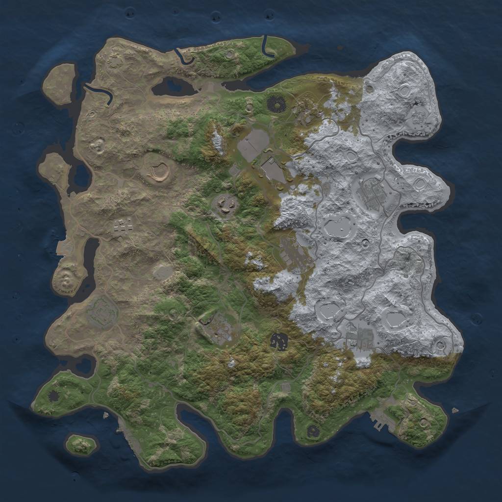 Rust Map: Procedural Map, Size: 4000, Seed: 98510569, 19 Monuments