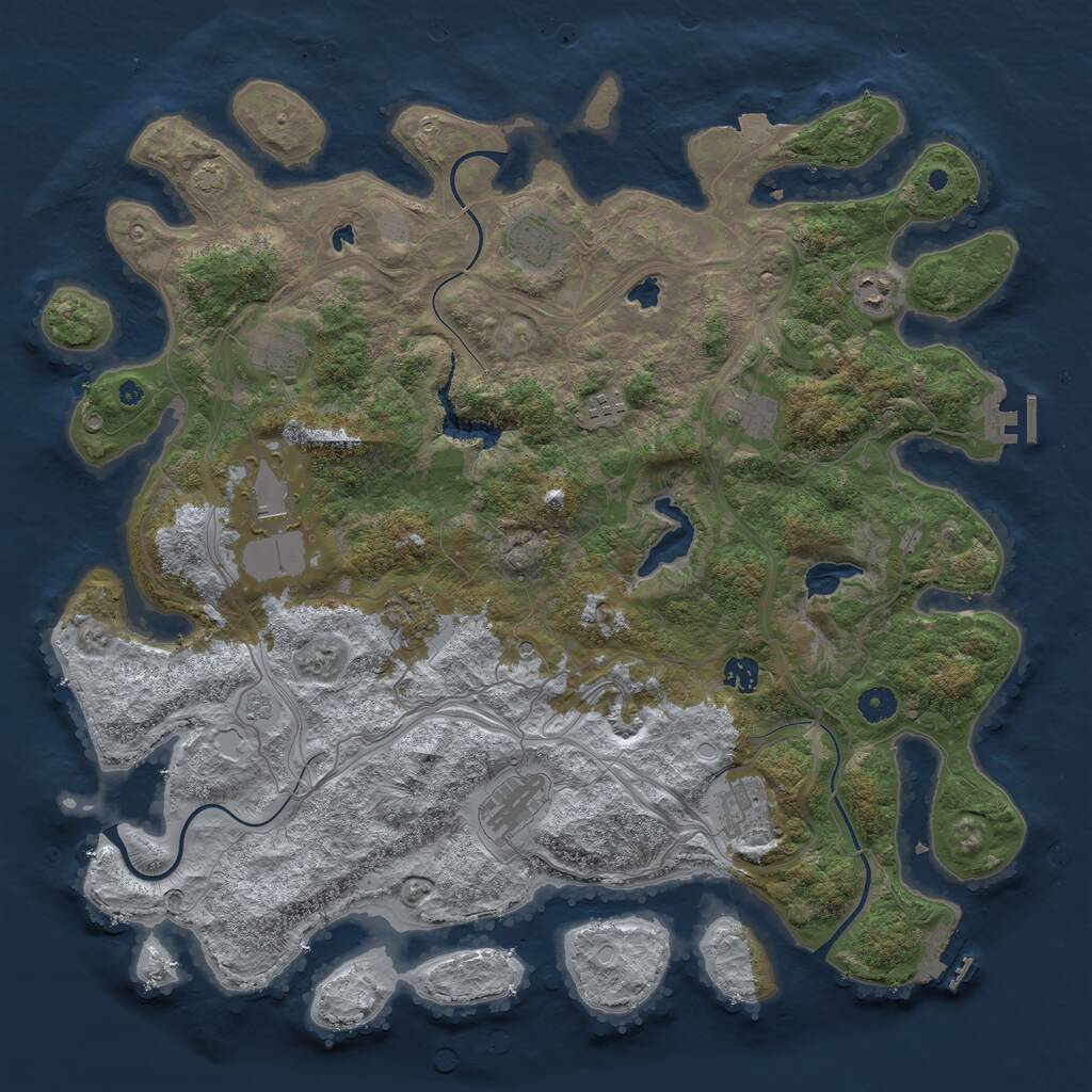 Rust Map: Procedural Map, Size: 4500, Seed: 7107770, 16 Monuments