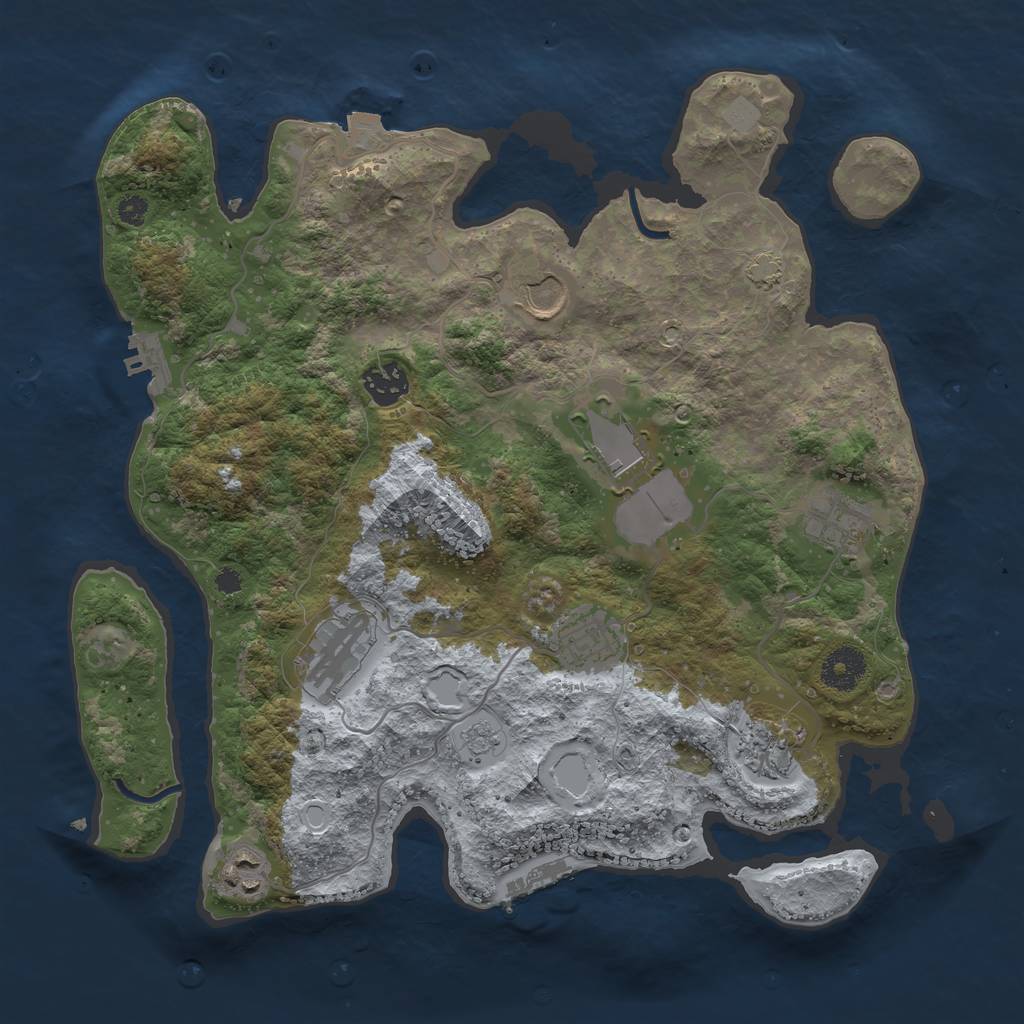 Rust Map: Procedural Map, Size: 3500, Seed: 1677904405, 15 Monuments