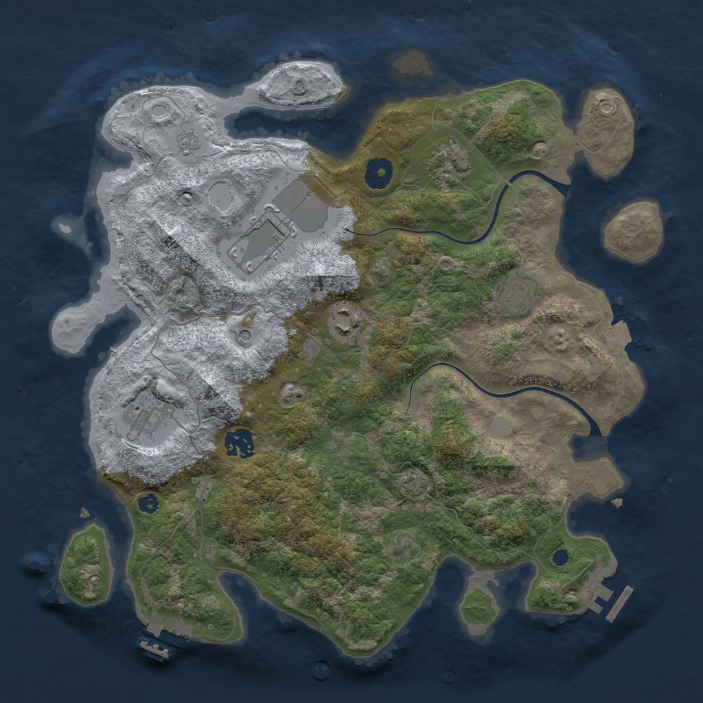 Rust Map: Procedural Map, Size: 3500, Seed: 129760943, 12 Monuments