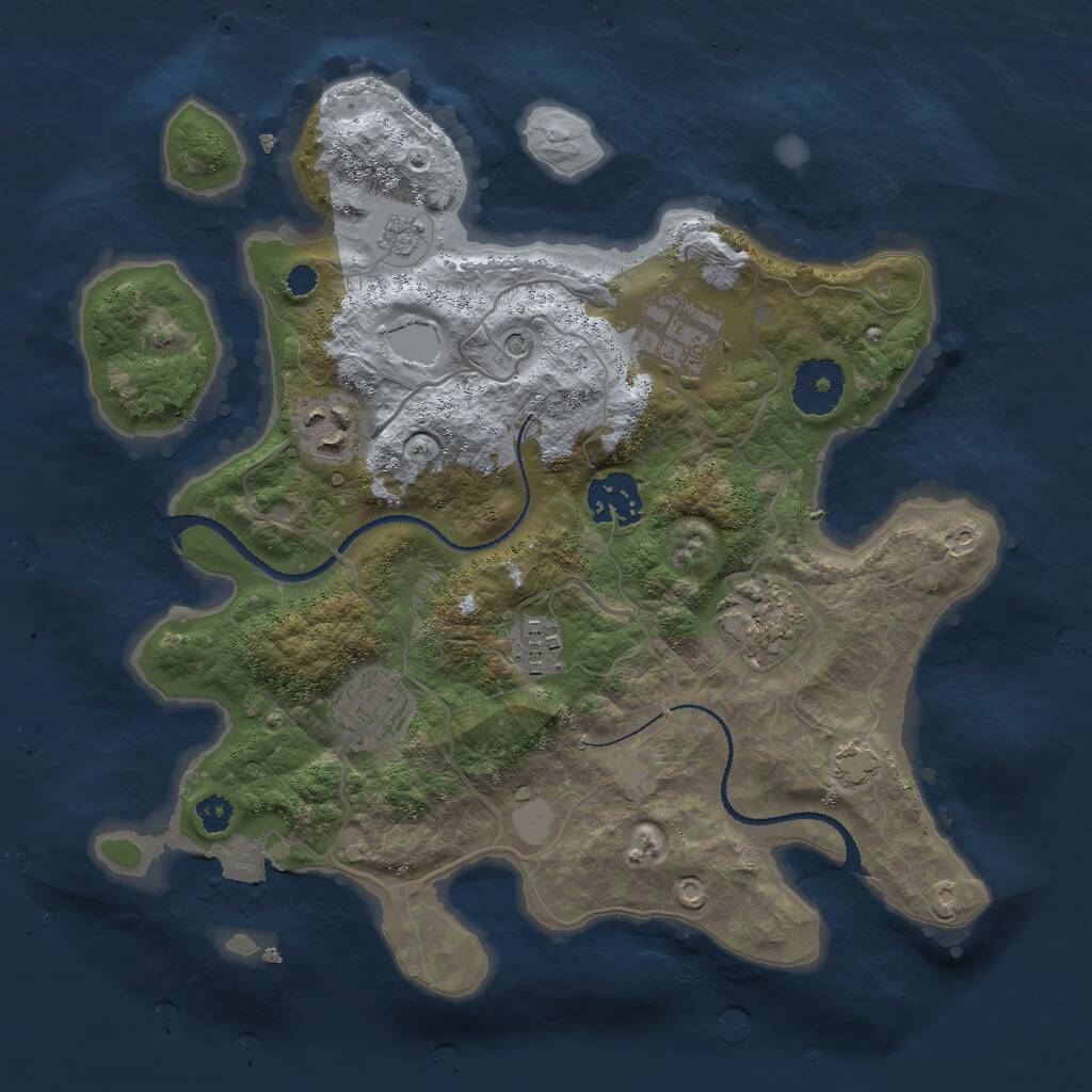 Rust Map: Procedural Map, Size: 3000, Seed: 1292378332, 10 Monuments