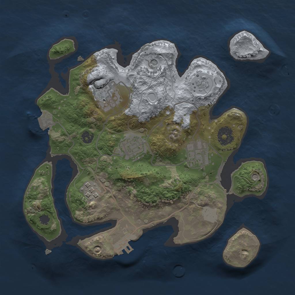Rust Map: Procedural Map, Size: 2500, Seed: 712372551, 10 Monuments