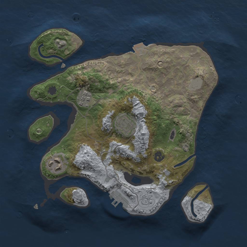 Rust Map: Procedural Map, Size: 2500, Seed: 664219295, 8 Monuments