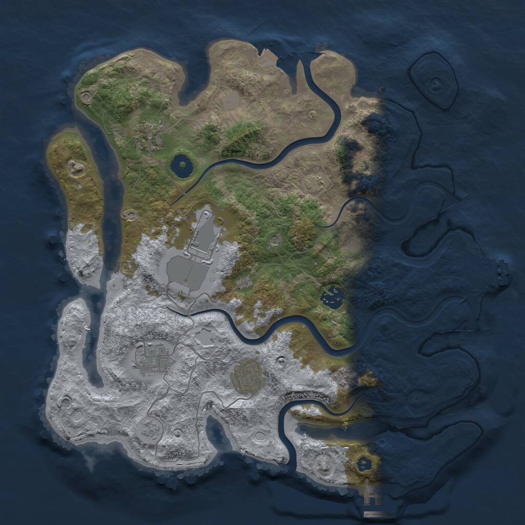 Rust Map: Procedural Map, Size: 3500, Seed: 1367702243, 12 Monuments