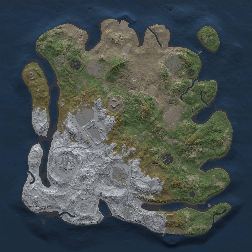 Rust Map: Procedural Map, Size: 3500, Seed: 1367702243, 16 Monuments