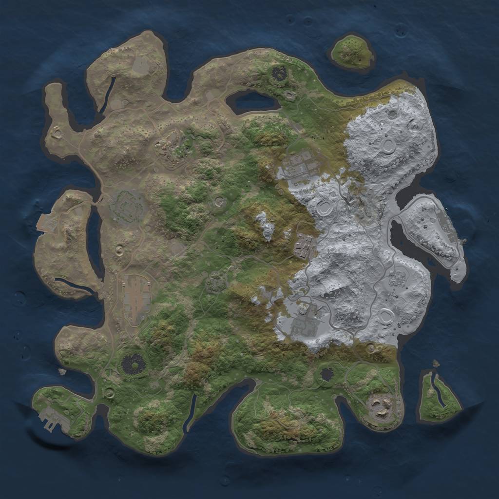 Rust Map: Procedural Map, Size: 3300, Seed: 763541596, 15 Monuments