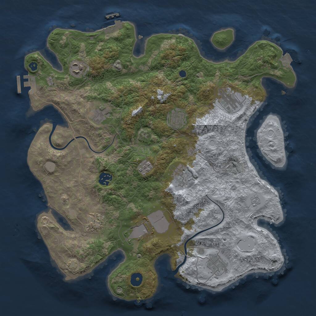 Rust Map: Procedural Map, Size: 3650, Seed: 91980638, 15 Monuments