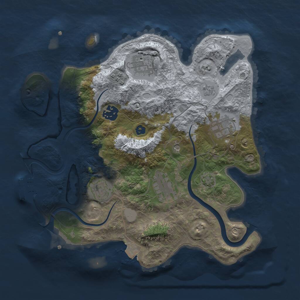 Rust Map: Procedural Map, Size: 3000, Seed: 1915442551, 11 Monuments