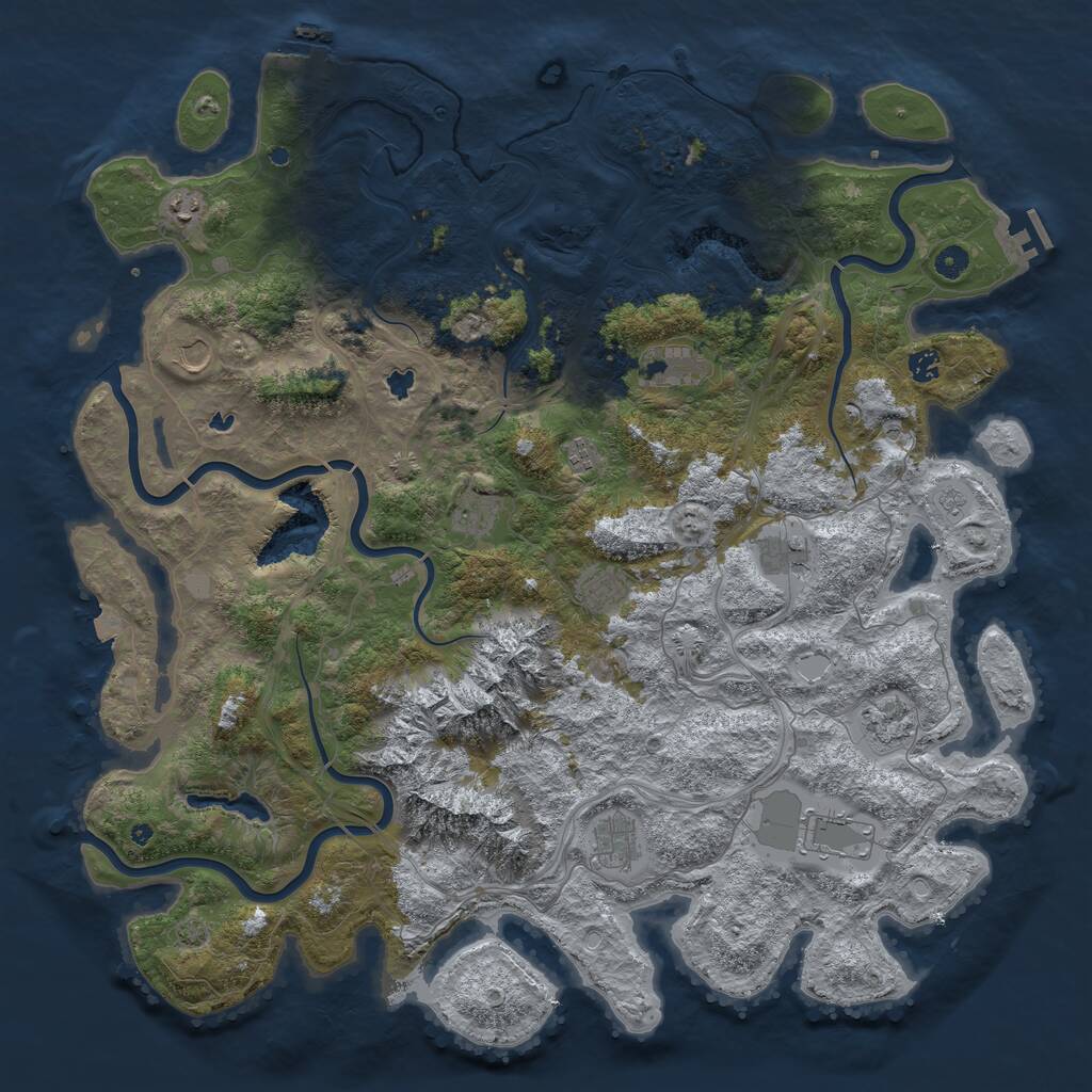 Rust Map: Procedural Map, Size: 5000, Seed: 507718663, 17 Monuments