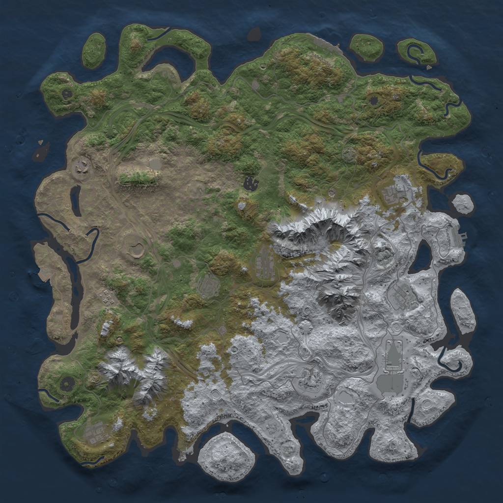 Rust Map: Procedural Map, Size: 5000, Seed: 507718663, 19 Monuments